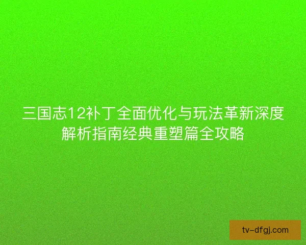 三国志12补丁全面优化与玩法革新深度解析指南经典重塑篇全攻略
